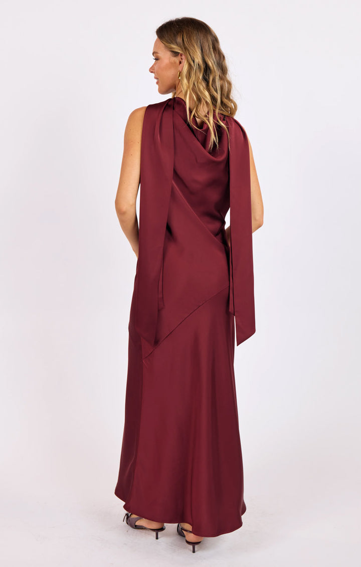 Crimson Hour Satin Dress