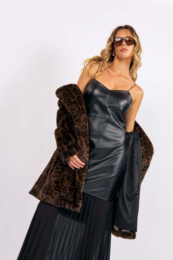 Electric Rhythm Faux Leather Dress