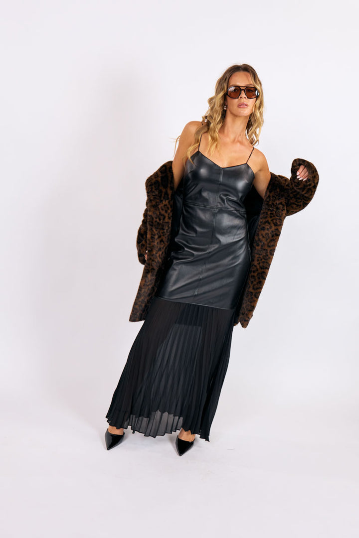 Electric Rhythm Faux Leather Dress