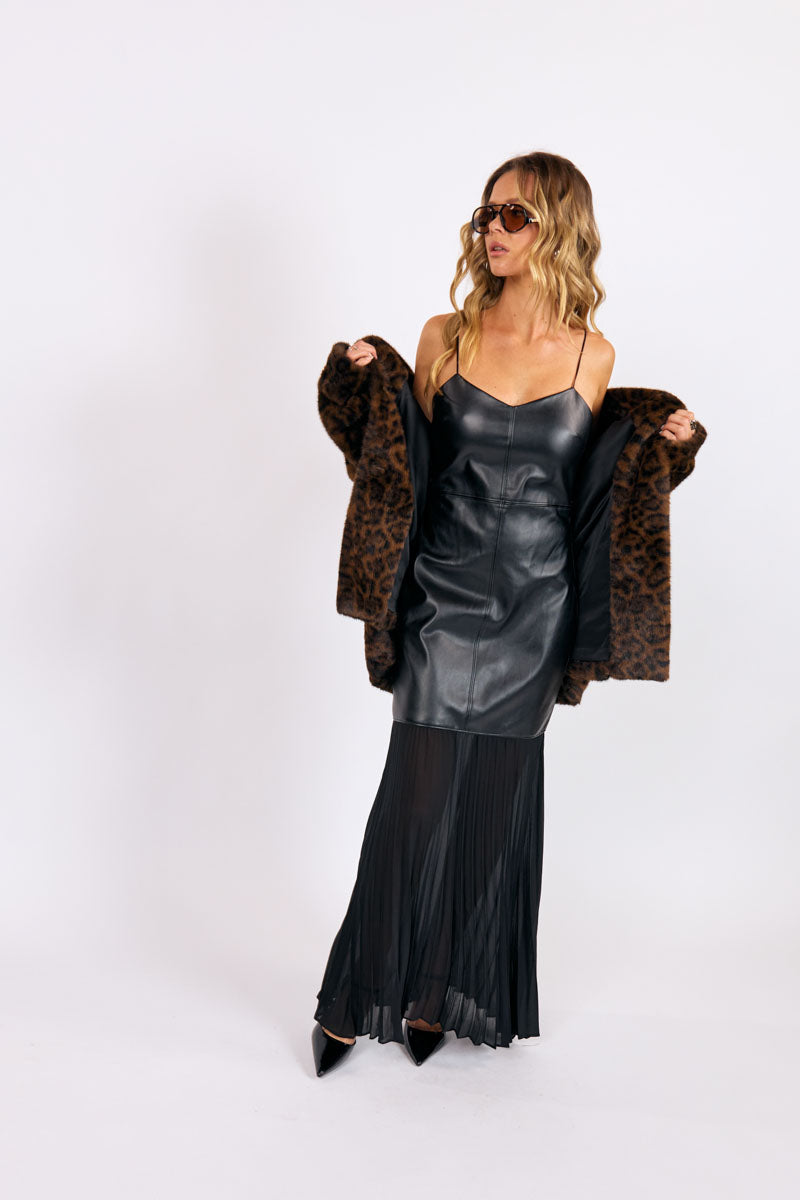 Electric Rhythm Faux Leather Dress