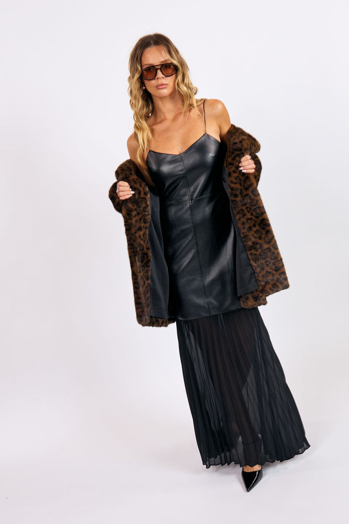 Electric Rhythm Faux Leather Dress