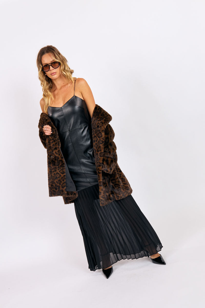 Electric Rhythm Faux Leather Dress