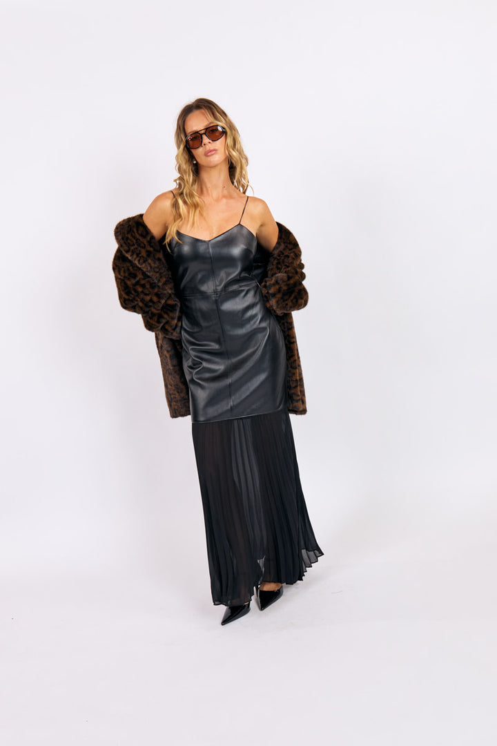 Electric Rhythm Faux Leather Dress