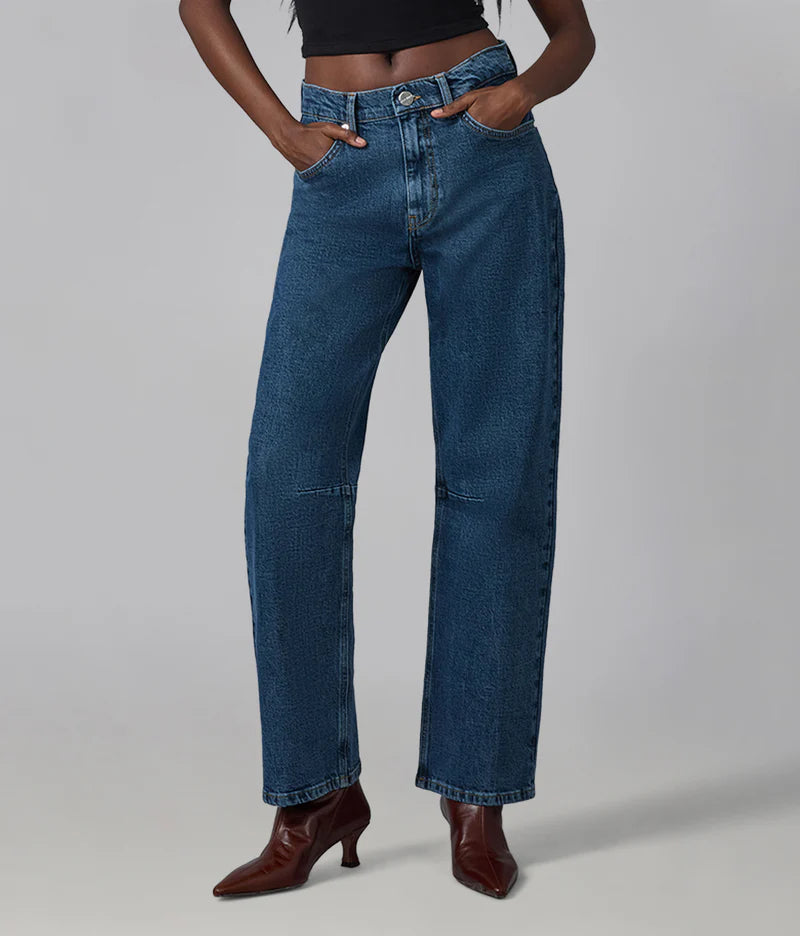 Dylan High Rise Barrel Jeans - Stone Blue