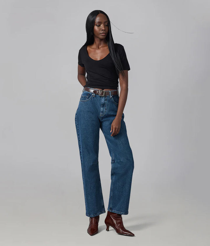 Dylan High Rise Barrel Jeans - Stone Blue