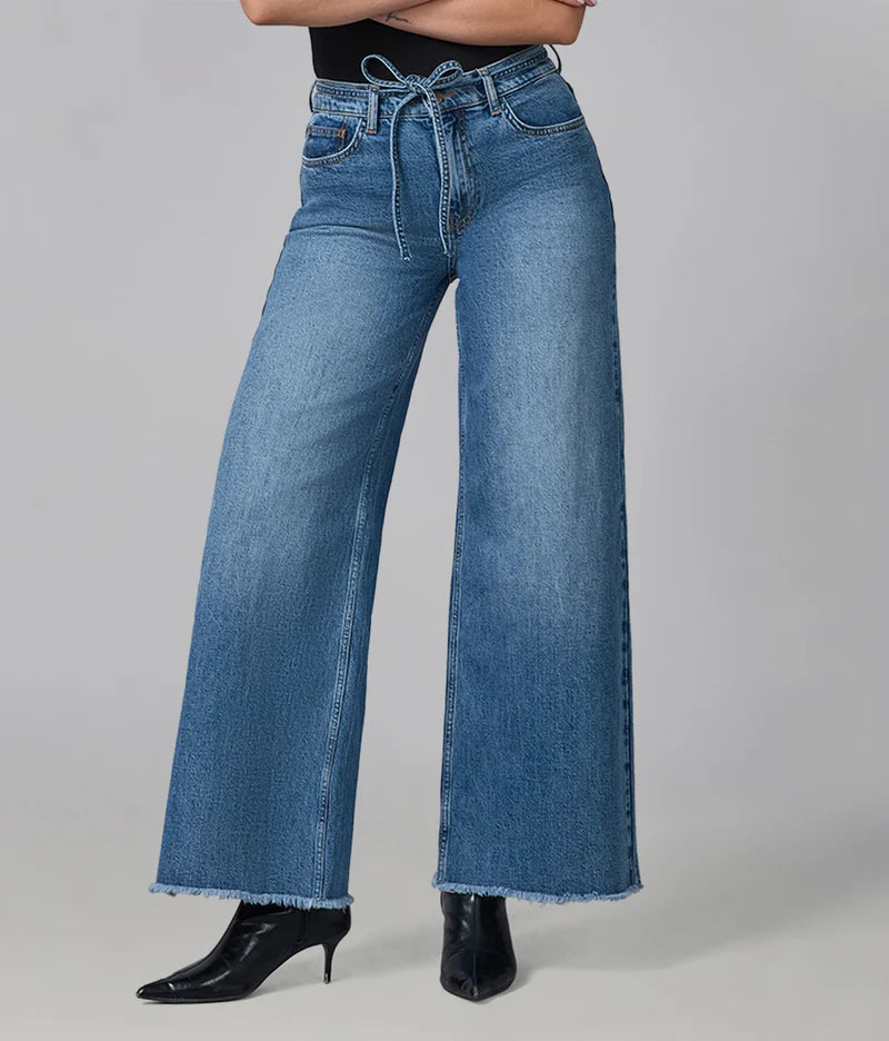 Milan Ultra High Rise Wide Leg Jeans - Divine Blue