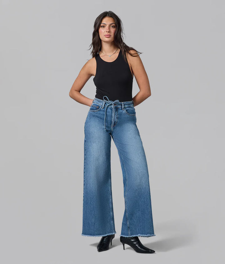 Milan Ultra High Rise Wide Leg Jeans - Divine Blue