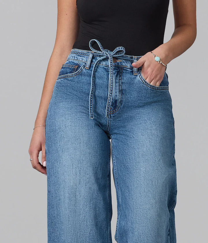 Milan Ultra High Rise Wide Leg Jeans - Divine Blue