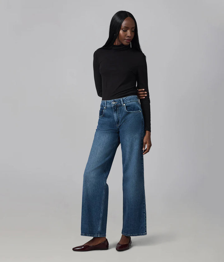 Miro Mid Rise Comfort Straight Jeans - Film Noir