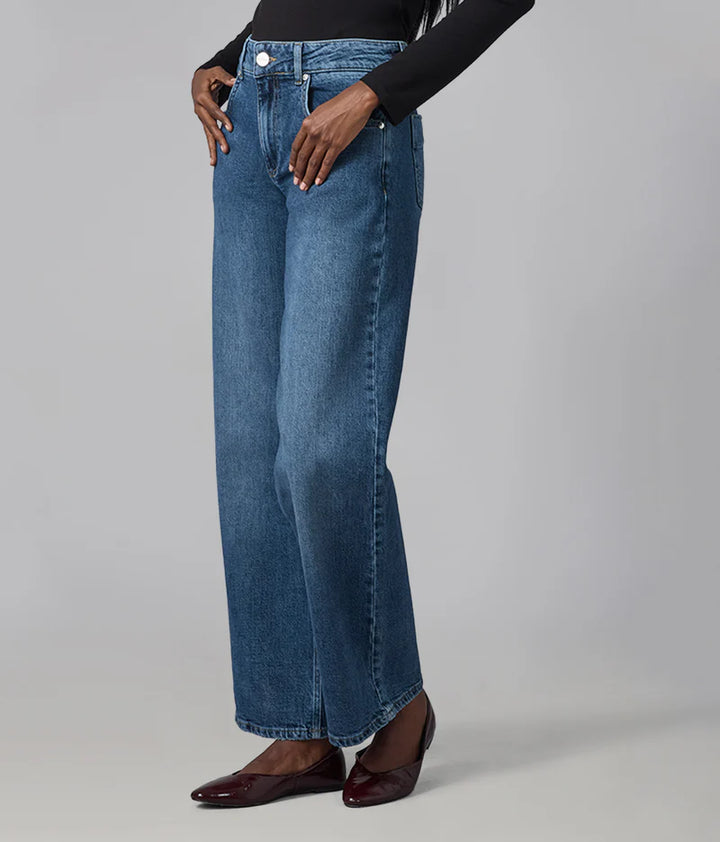 Miro Mid Rise Comfort Straight Jeans - Film Noir