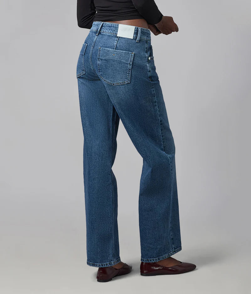 Miro Mid Rise Comfort Straight Jeans - Film Noir