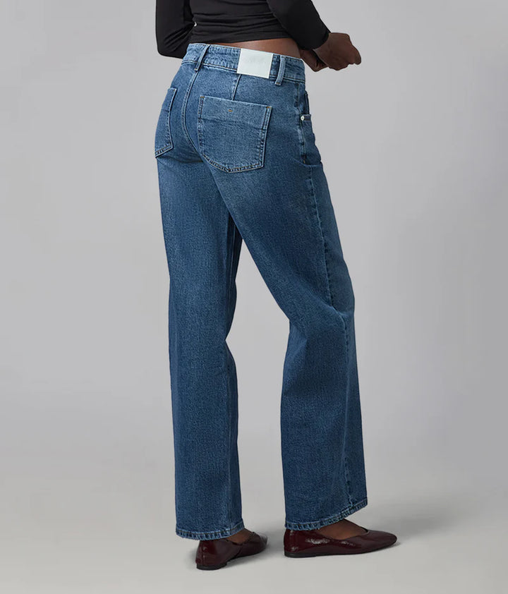 Miro Mid Rise Comfort Straight Jeans - Film Noir