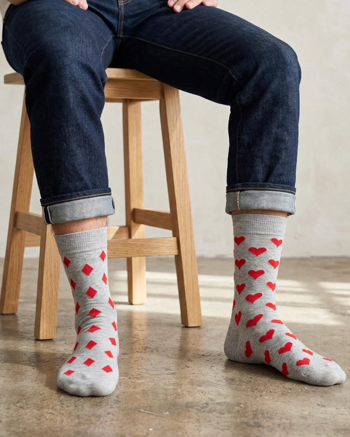 Men's Diamonds & Hearts Mismatched Socks