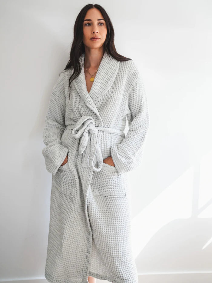 One Wednesday Waffle Robe - Pearl Grey