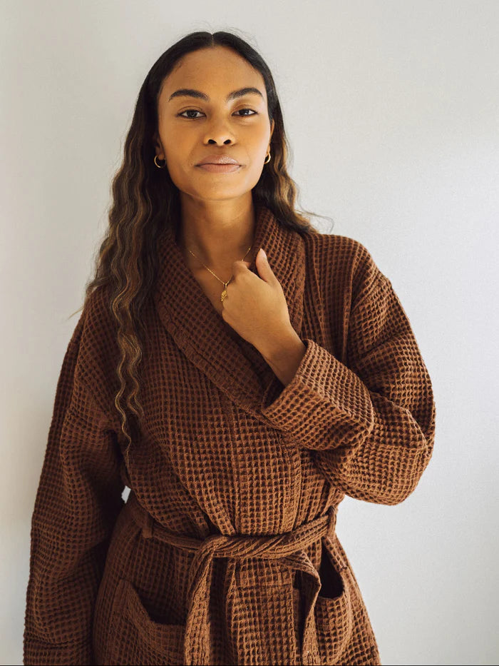 One Wednesday Waffle Robe - Chocolate Brown