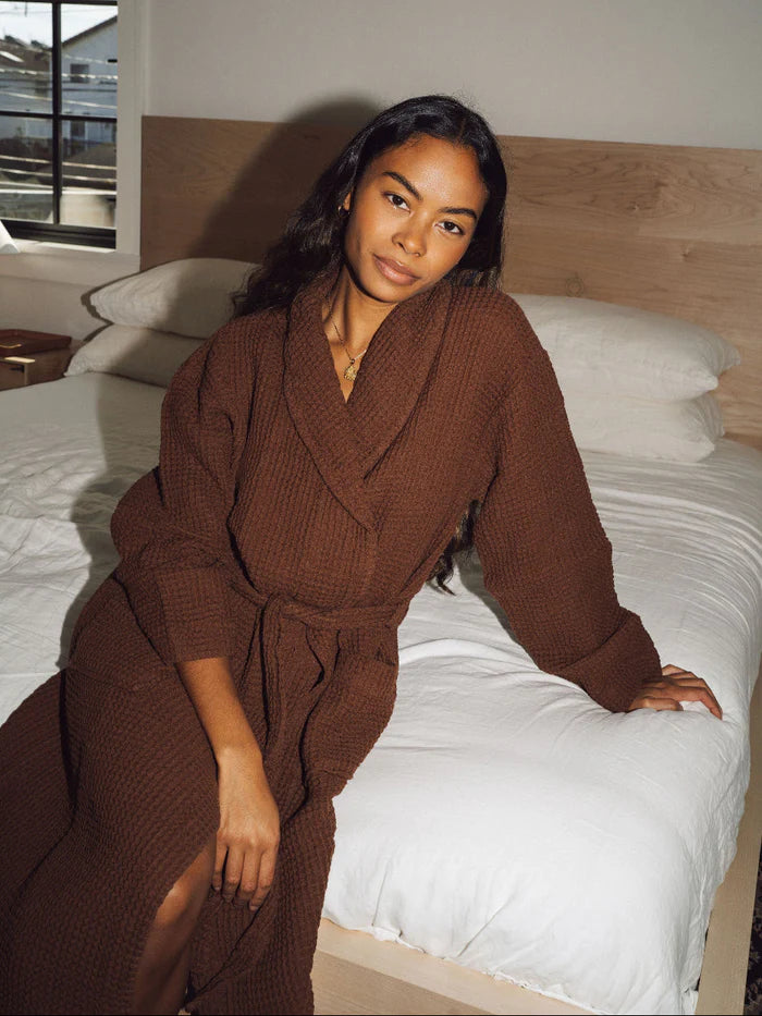 One Wednesday Waffle Robe - Chocolate Brown