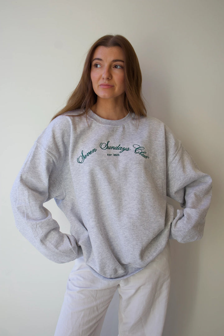 Seven Sundays Club - Heather Grey Crewneck