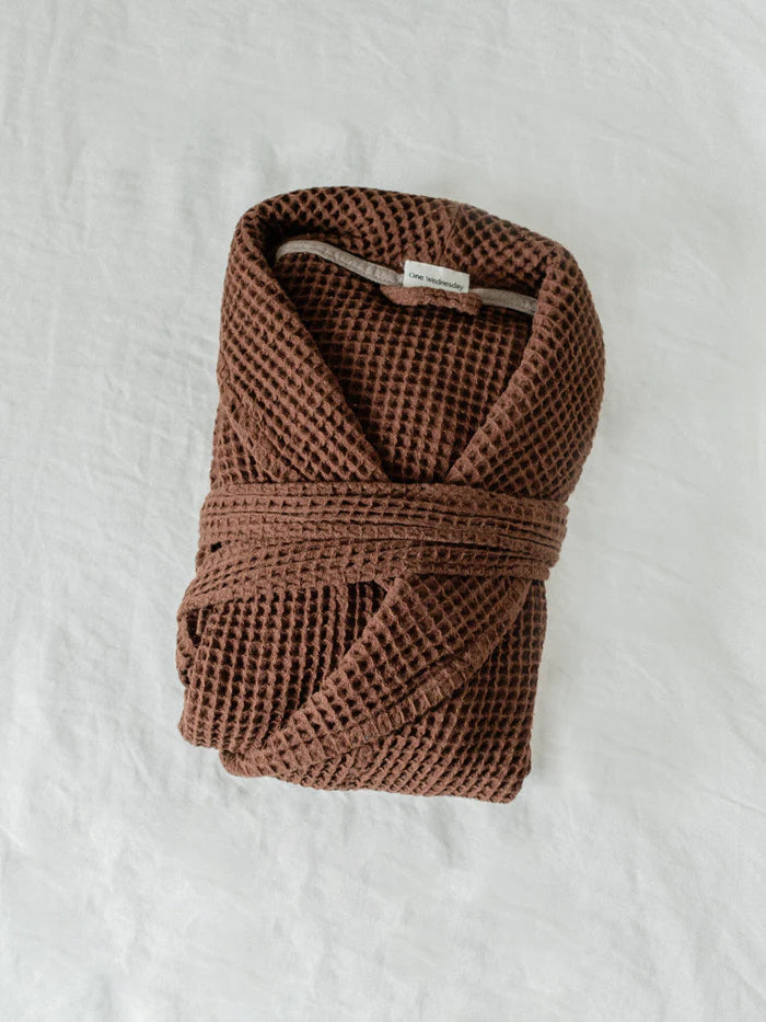 One Wednesday Waffle Robe - Chocolate Brown