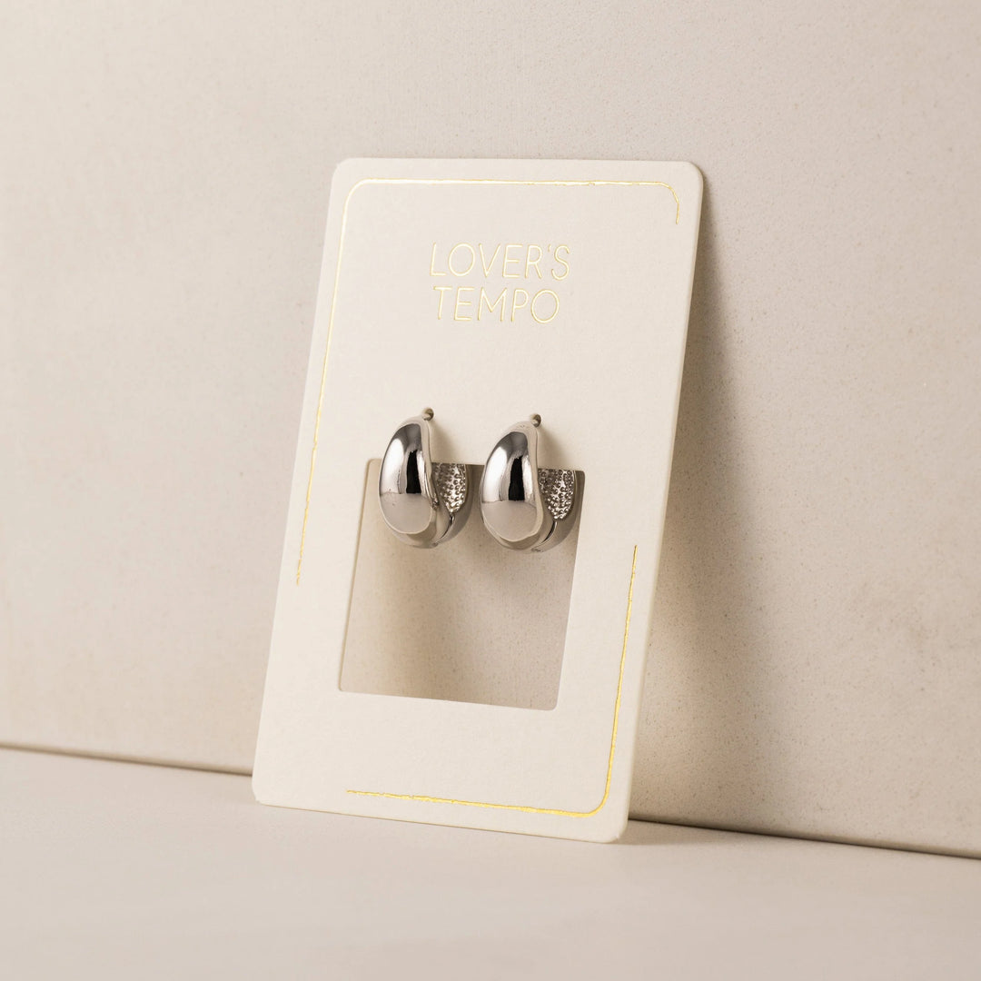 Oval Puff Hoop Earrings