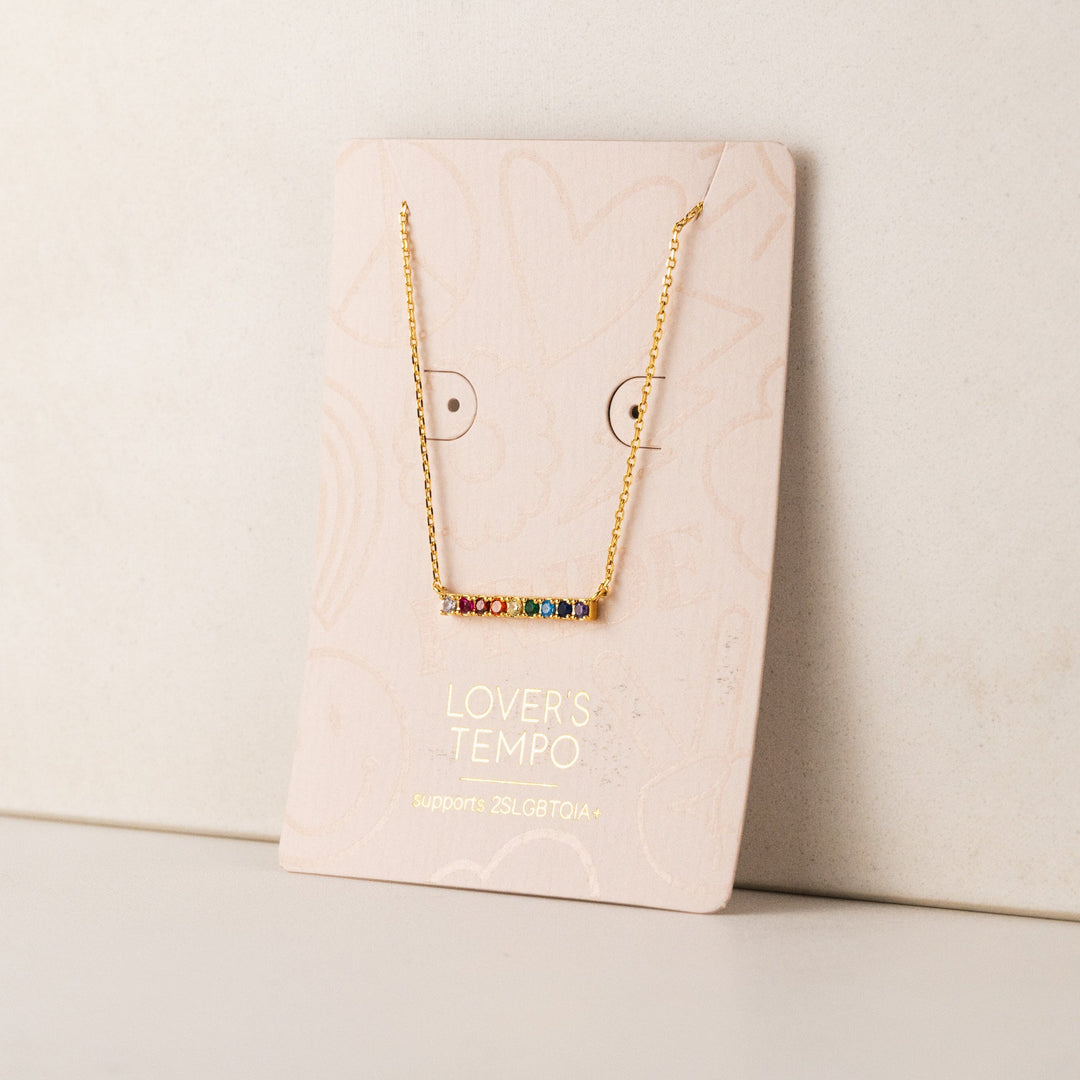 Pride Riot Bar Necklace- Gold
