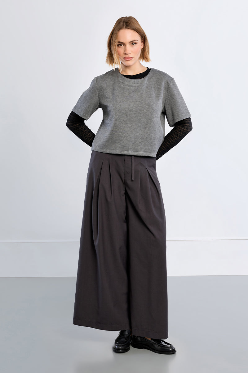 Pleated Baggy Trouser- Grey