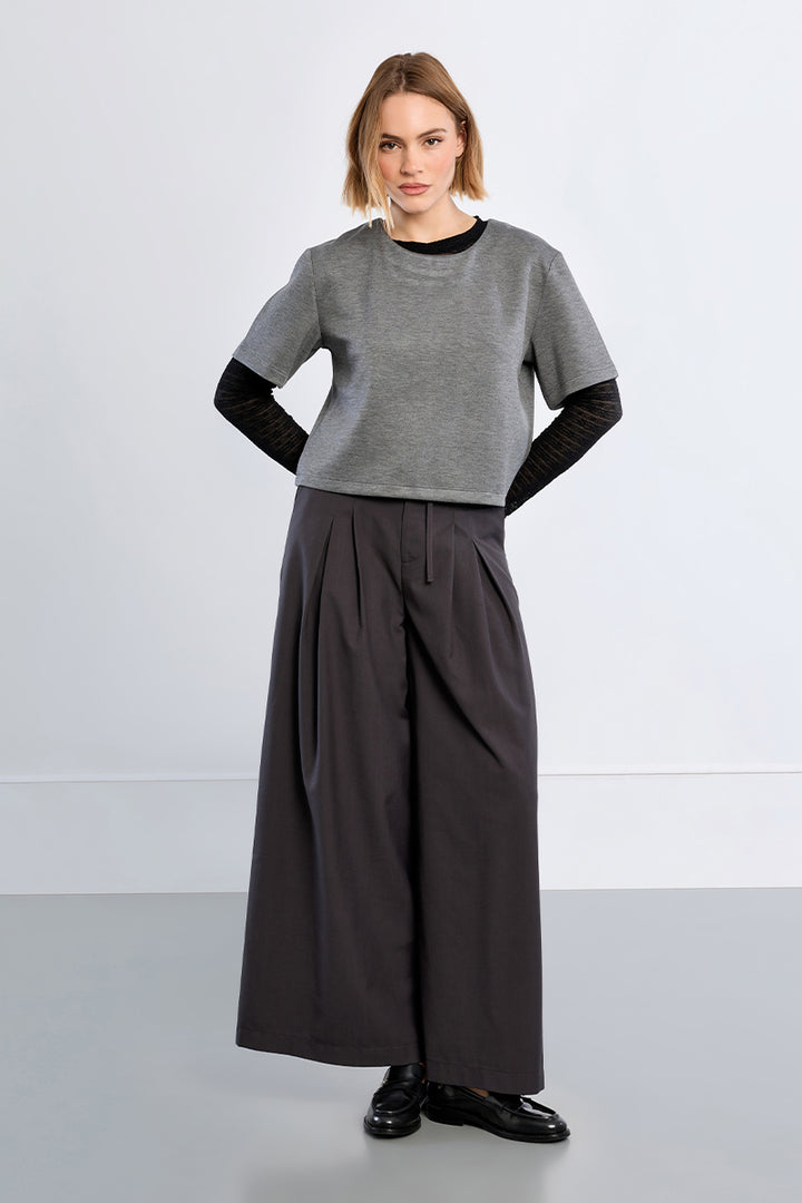 Pleated Baggy Trouser- Grey