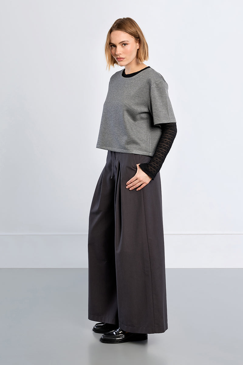 Pleated Baggy Trouser- Grey