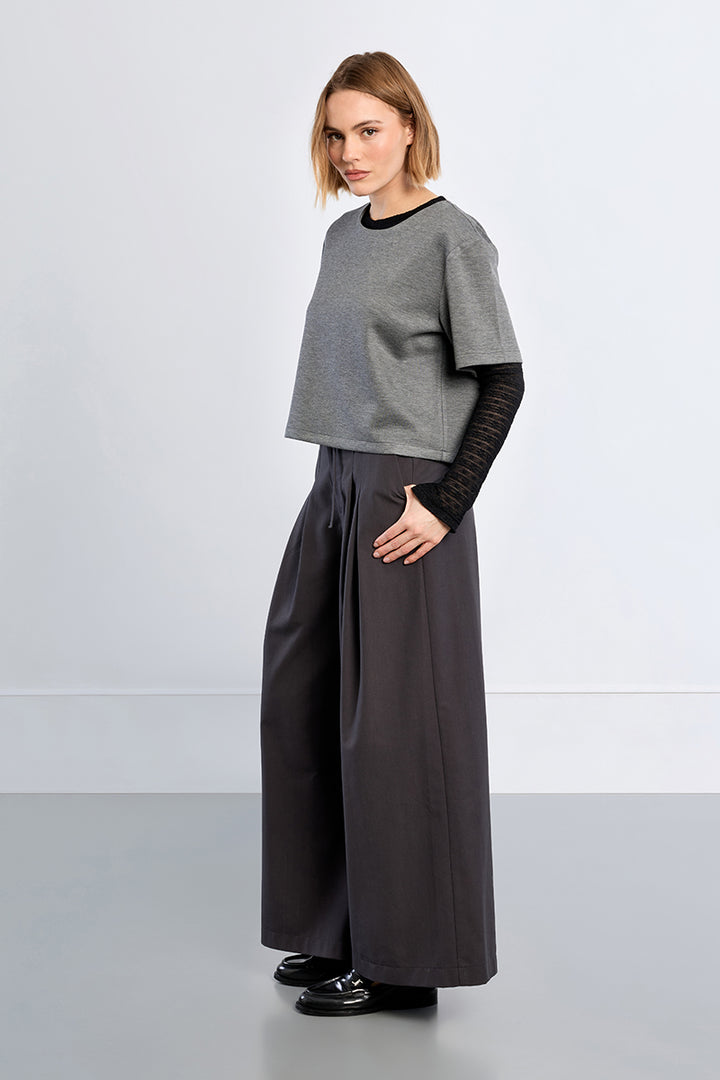 Pleated Baggy Trouser- Grey