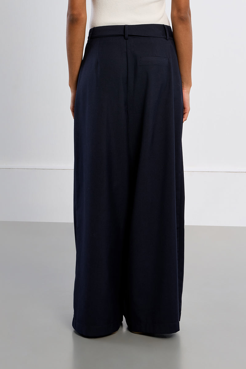 Pleated Baggy Trouser- Navy
