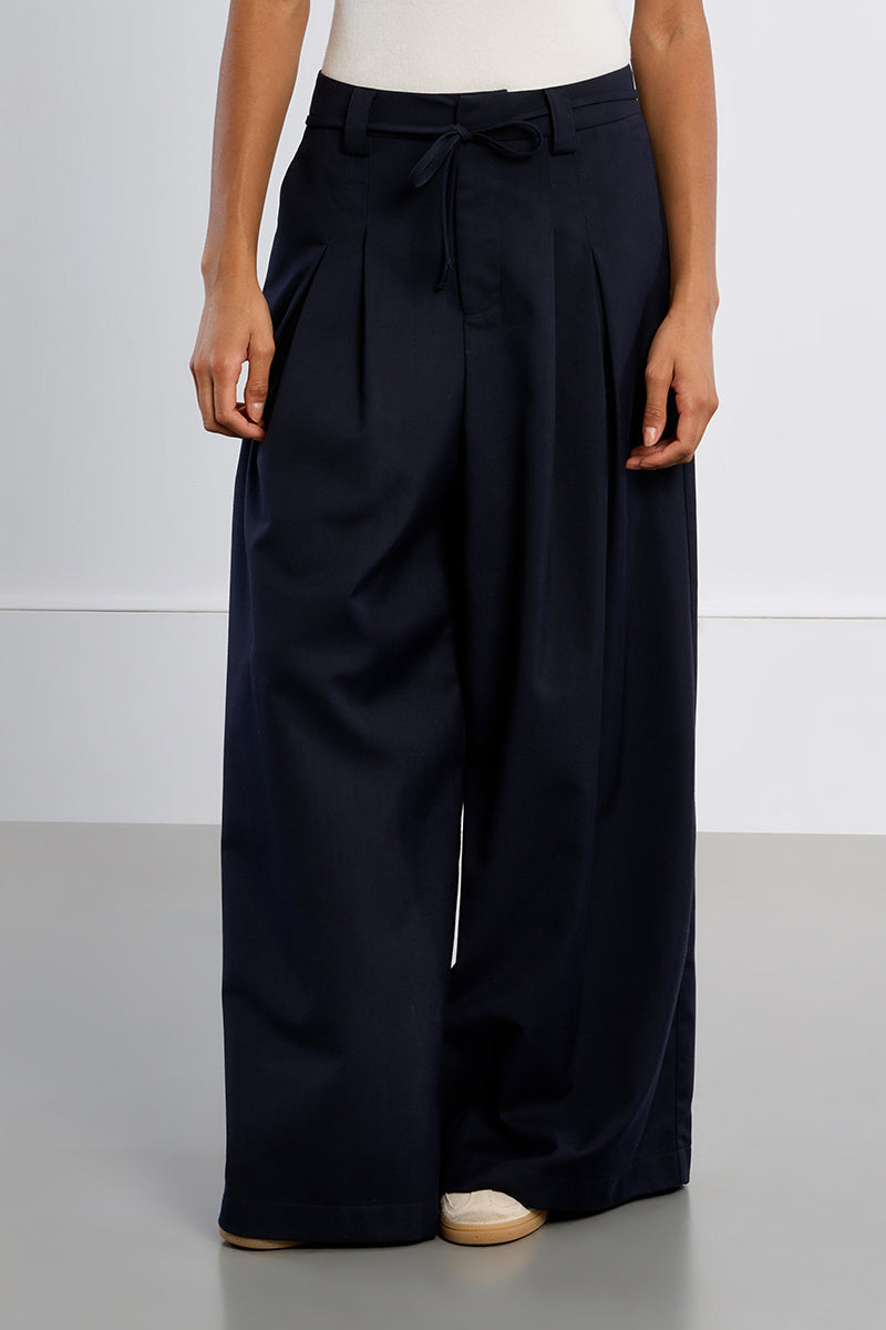 Pleated Baggy Trouser- Navy