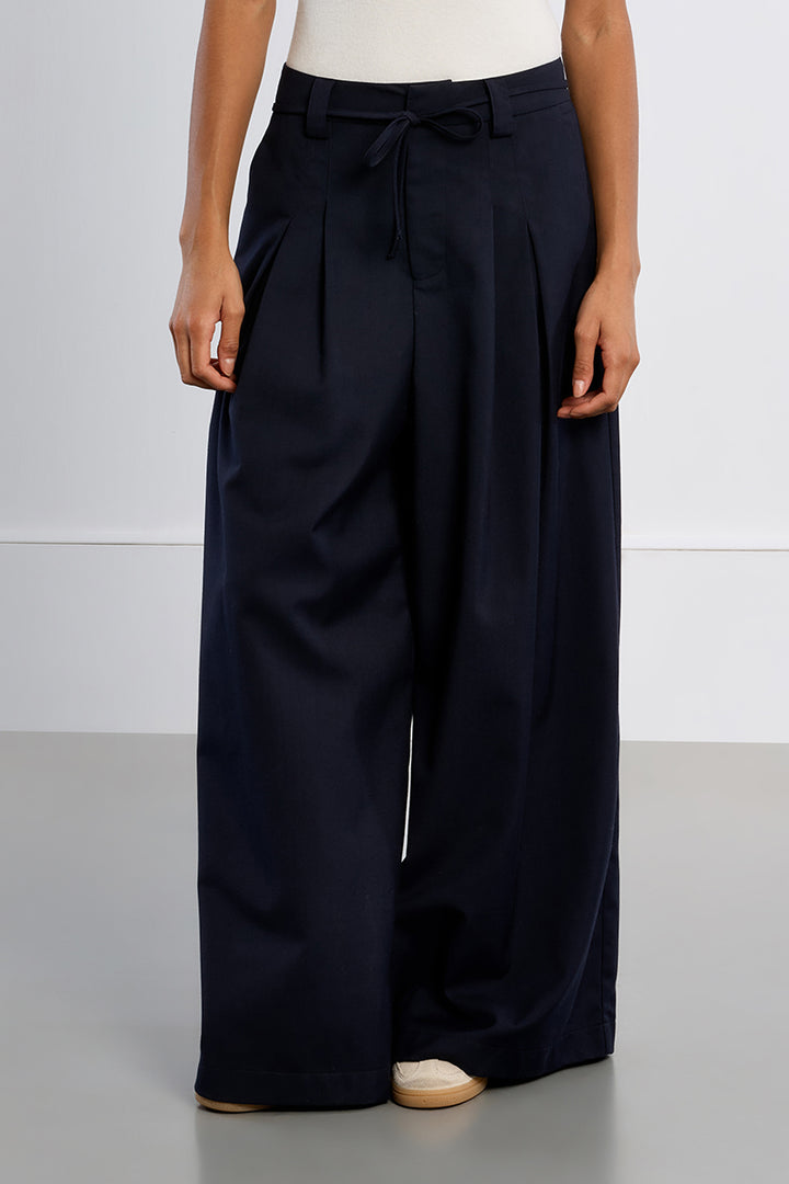 Pleated Baggy Trouser- Navy