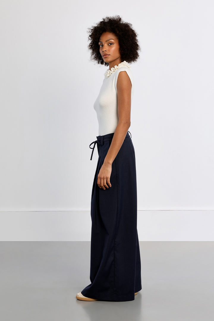 Pleated Baggy Trouser- Navy