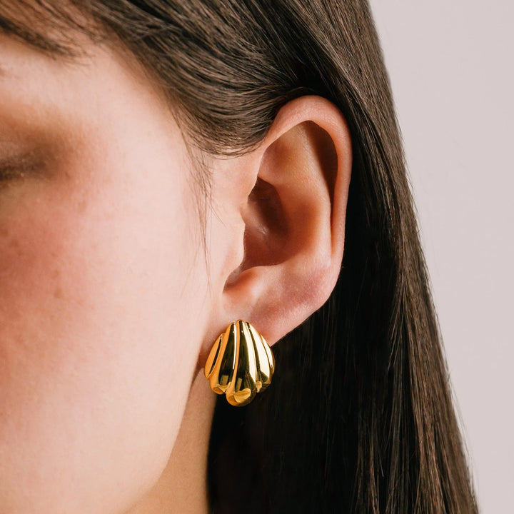 Shell Post Earrings- Gold