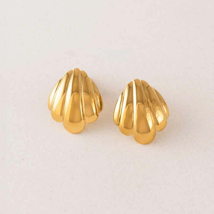 Shell Post Earrings- Gold