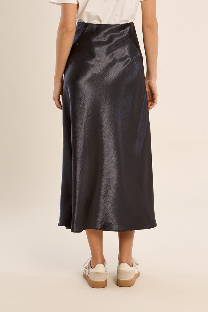 Satin High Waisted Skirt- Gunmetal