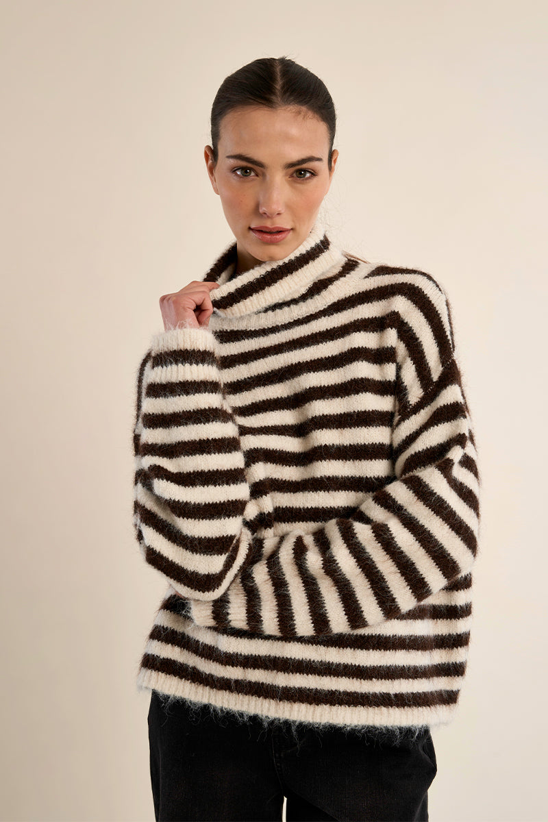 Striped Turtleneck Sweater