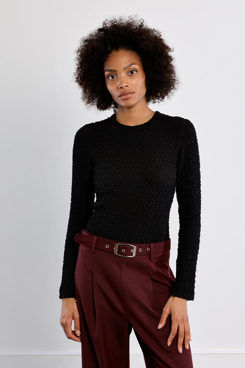 Terry Knit Pullover- Black
