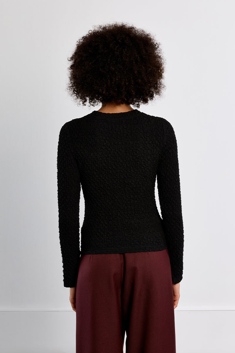 Terry Knit Pullover- Black
