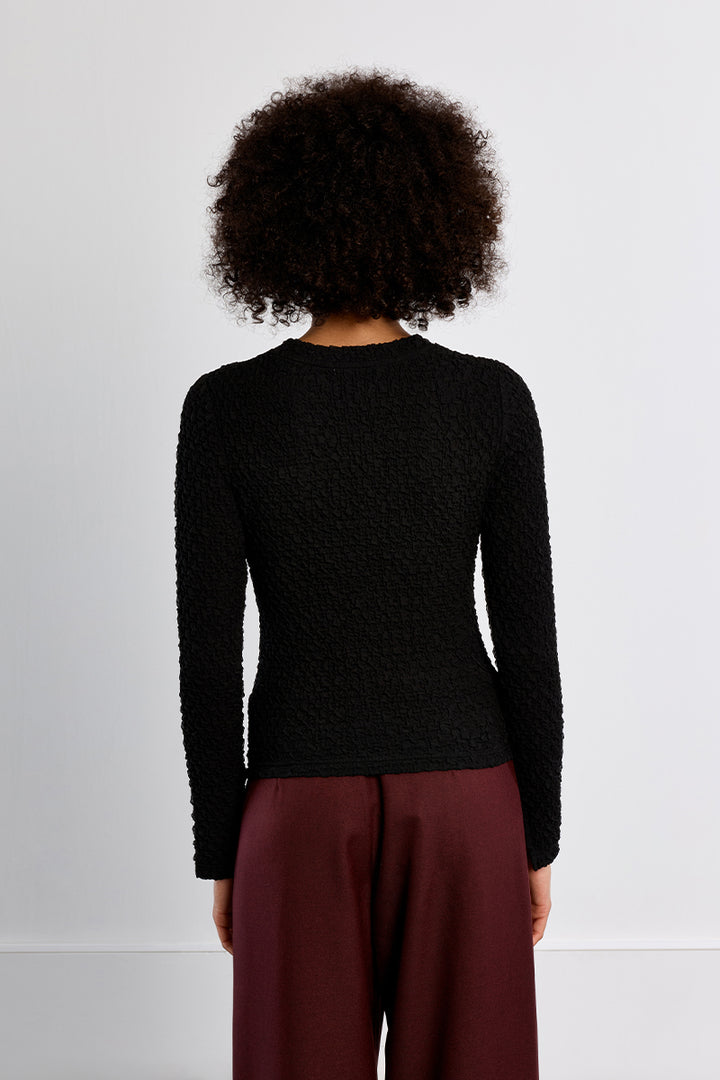 Terry Knit Pullover- Black