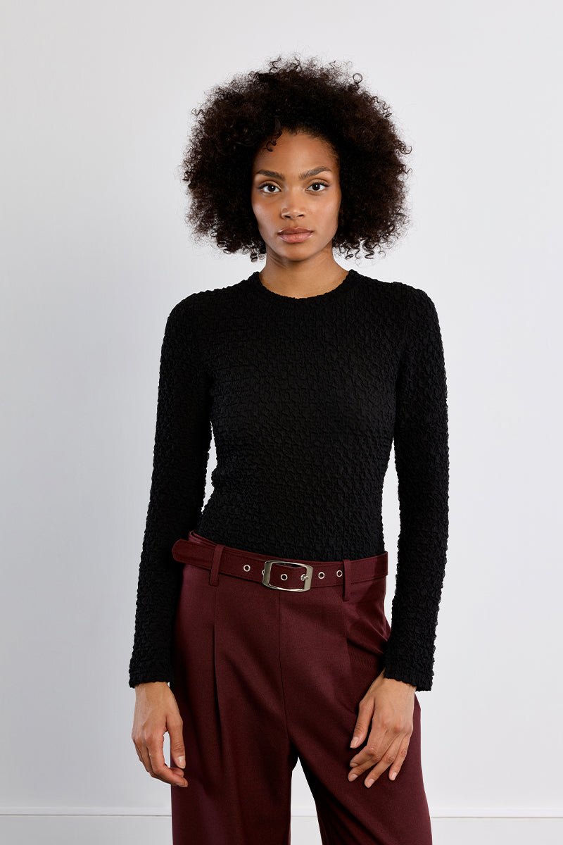 Terry Knit Pullover- Black