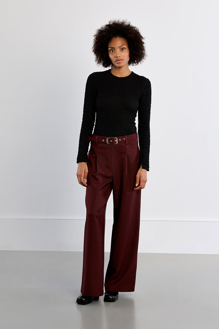 Terry Knit Pullover- Black