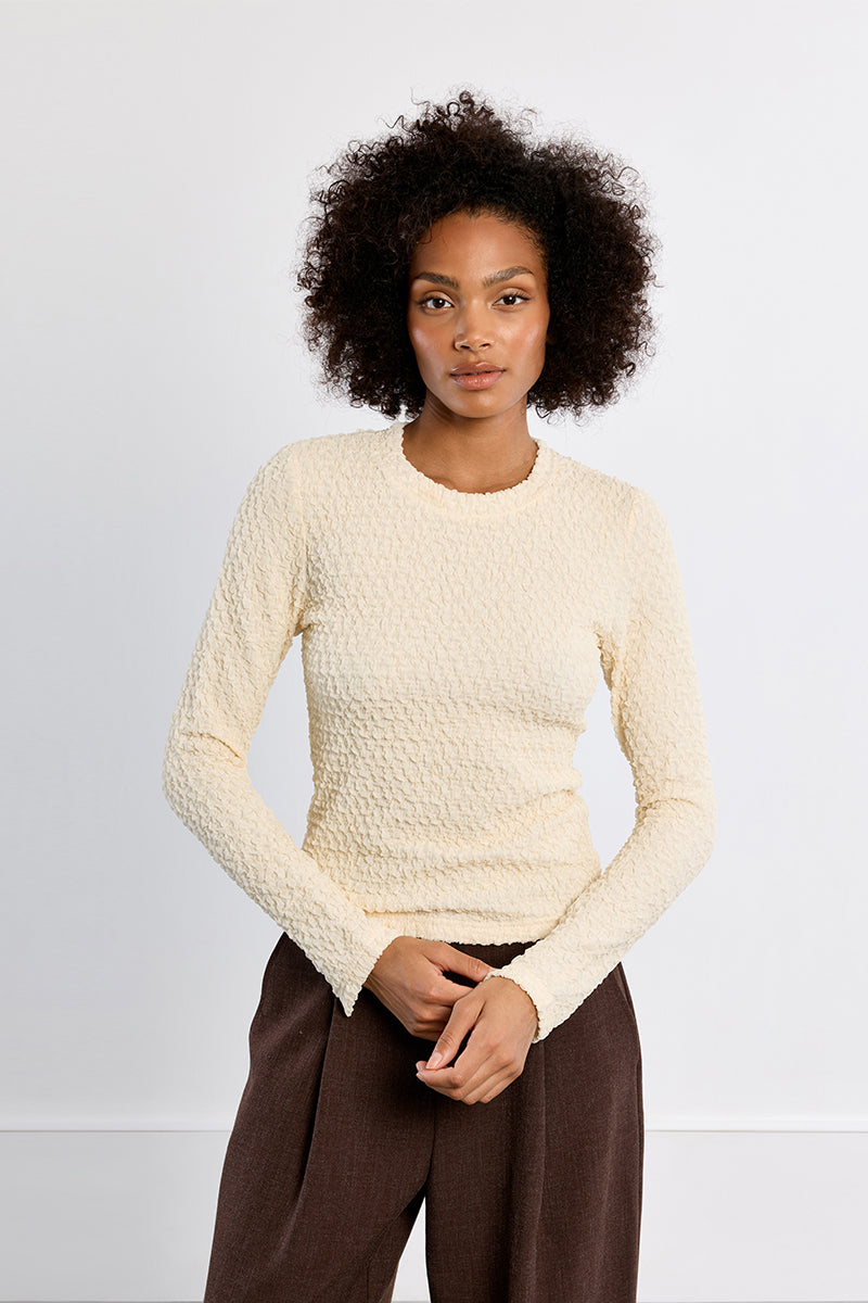 Terry Knit Pullover- Cream