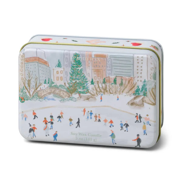 Holiday Skating Scene Mistletoe & Mint Tin Candle
