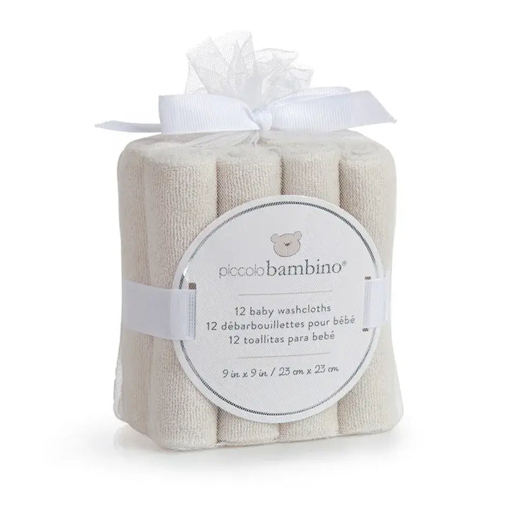 12 Pack Cotton Washcloths One Size 9" X 9"- Beige