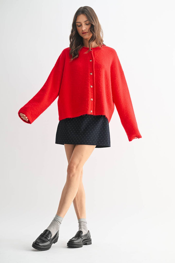 Crimson Hour Knit Cardigan