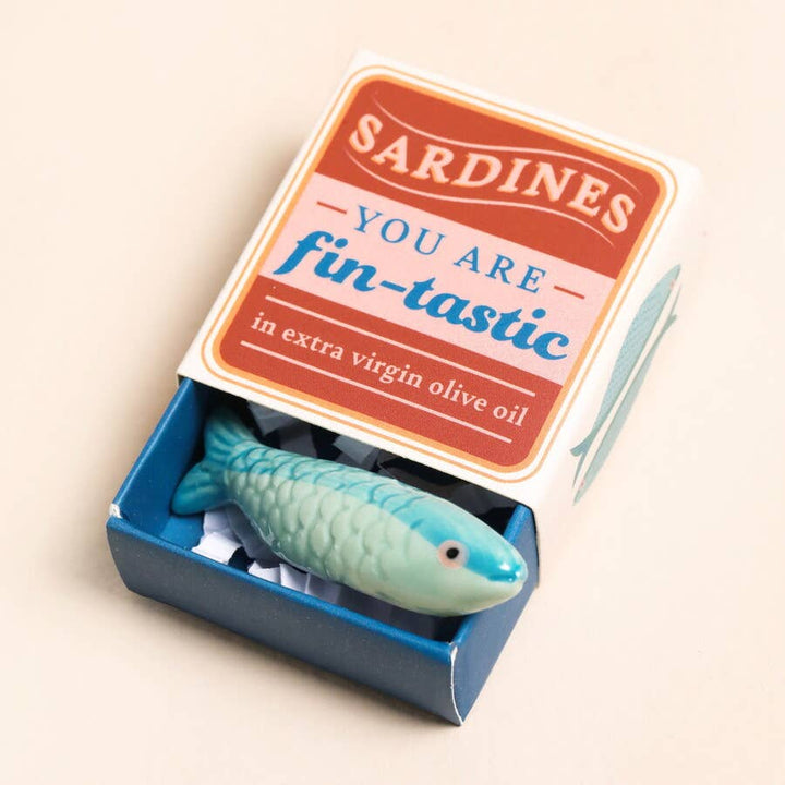 Tiny Matchbox Ceramic Tokens: Sardine
