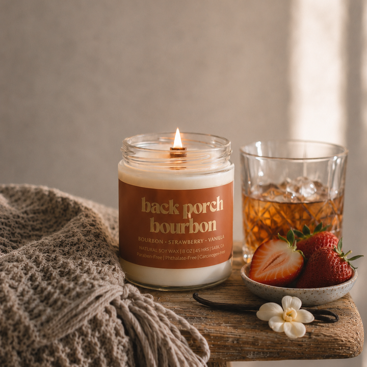 BACK PORCH BOURBON | 8OZ NON TOXIC SOY CANDLE | FALL COLLECTION