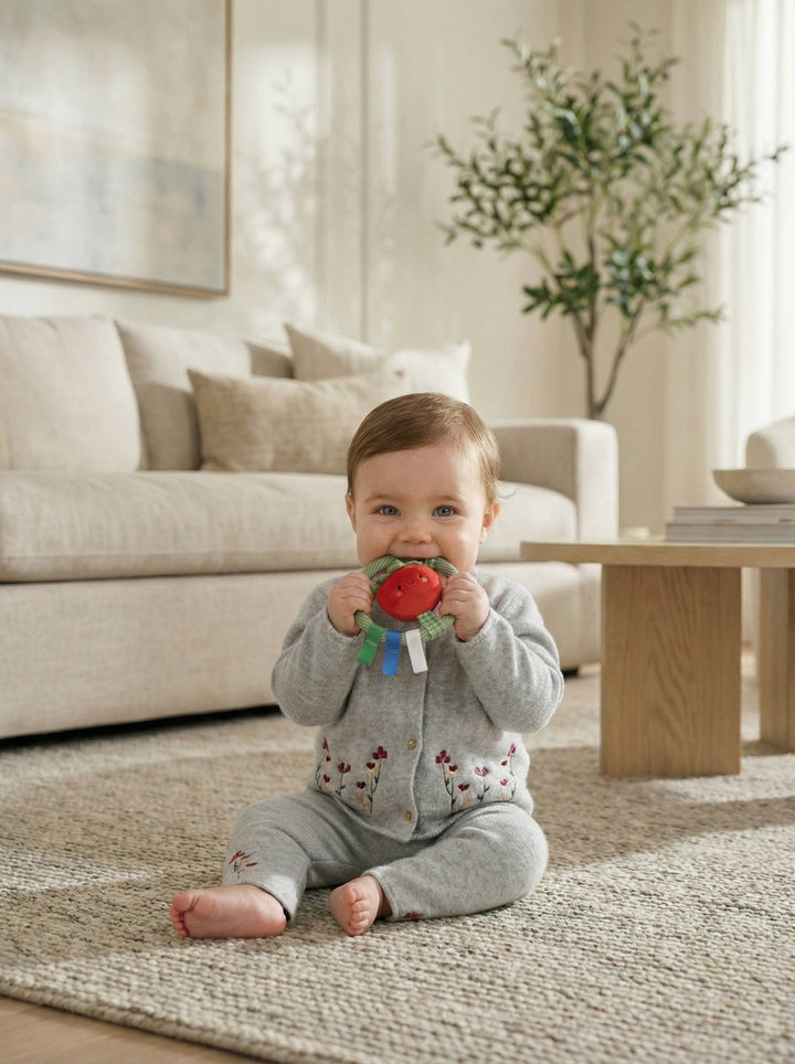 Itzy Ring Pal™ - Teething Ring with Plush Character: Red Tomato