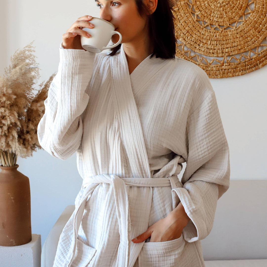 Luxury 4 Layer Muslin Bathrobe: Green