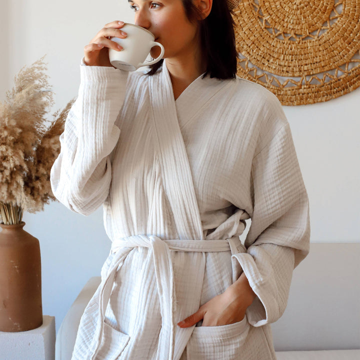Luxury 4 Layer Muslin Bathrobe: Green